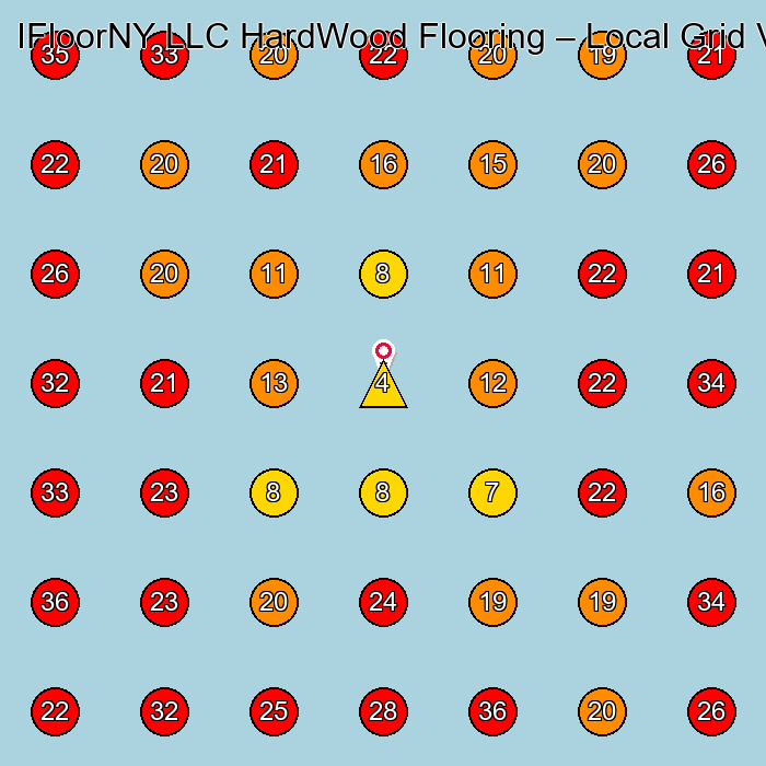 IFloorNY LLC HardWood Flooring GeoGrid visibility map for Roofing Contractor in None